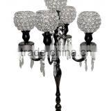 wedding centerpieces candelabra with crystal beaded votive and hangings.