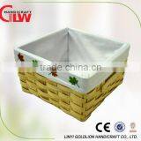 Square Hand Made Wood Chip Basket for Storage thumbnail-1