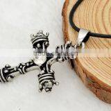 China Supplier New Products Men Necklace Cross Pendant Leather Chain Necklace thumbnail-5