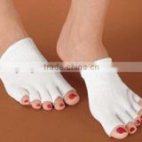 White cotton yoga half foot socks, half toe socks, open toe socks