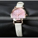 Fashion beautiful flower dial small case leather watches for teenagers