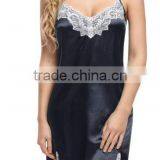 2016 Wholesale OEM Women's Nightshirts Satin Chemises Slip Sleepwear Lace Trim thumbnail-5