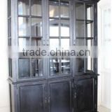Antique Home useful living room and Study room Black Wooden and Glass Tall display cabinet with three doors(NC-2816-10 )