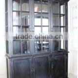 Antique Home useful living room and Study room Black Wooden and Glass Tall display cabinet with three doors(NC-2816-10 )