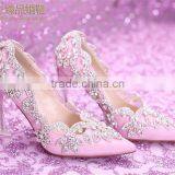 OW22 Beautiful Diamond Crystal Decor Evening High-heeled Party Wear Dress Shoes for Women thumbnail-1