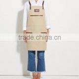 Vintage Canvas Barista Apron, Ivory Canvas With Dark Brown Leather Strap Apron thumbnail-2