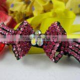 New Pink Irregular Flower Hair Clip Barrette Rhinestone Alloy thumbnail-4