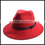 2016 High Quality Wide Brim Wool Felt Formal Jazz Trilby Hat Red Fedora Hats for Women