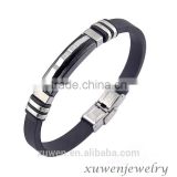 316l stainless steel parts clasps black rubber bracelets