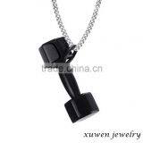 Wholesale Black Plated Stainless Steel Dumbbell Pendant