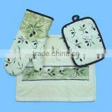 3pc Pigment Printing Towel With Fringe Cheese Holder Set Rooster Design Glove Set thumbnail-3