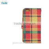 Plaid Pattern Fabric Leather Phone Case For Samsung Galaxy Core Prime G360 With PVC ID and Credit Card Slots thumbnail-3