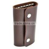 Dark Brown Color PU Leather Wallet Style Key Holder/Case