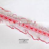 Embroidered Bridal Decorative French Red Lace Trim for Wedding Dress Bridal Bride Dresses 3d Flower Lace Embroidered Fabric thumbnail-6