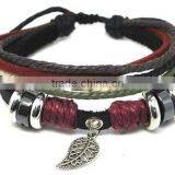 Metal beads leather bracelet