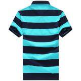 Yixigeluo2017 Summer Middle Aged Men's Short Sleeved T-shirt Men's Lapel Stripe Half Sleeve Straight Tube Coat Polo Shir thumbnail-3