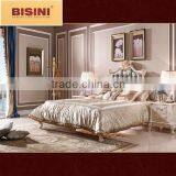 New Arrival European Hancarved Wooden Fabric Double Bed thumbnail-2