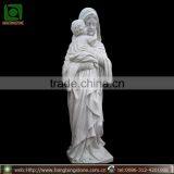 White Marble Virgin and Baby Statue Carving thumbnail-1