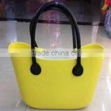 2015 Wholesale Fashion Jelly Candy Color Silicon Beach Bag with PU Handle