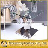 Modern Stainless Steel Glass Bedside Table thumbnail-3