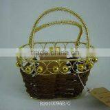 Paper rope wire korean style bag with gold handle