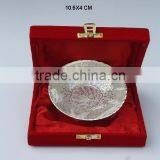 Silver Plated Brass Bowl With Emboss in a Red Velvet Box thumbnail-1