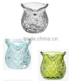 Glassware, owl shaped candle holder