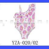 Happy Flowers Print Single Ruffle Shoulder Strap Baby Kids Girls One Piece Swimsuits thumbnail-6