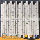 White Marble Mosaic Stone Strip Mosaic Regular Strips on Mesh thumbnail-1
