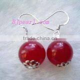 Wholesale 10mm Round Carnelian Earring With Silver Hook. thumbnail-1