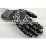 NMSAFETYanti Slip 13 Gauge Nylon and Spandex Liner Coated Balck Foam Nitrile and Grey Nitrile Stripes on Palm Safety Work Gloves thumbnail-3