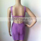 2015 New Lilac Lavender Open Sexy Front Hole Chest Women Bodycon HL Bandage Dress Evening Party Pencil Dress thumbnail-3