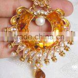 Bollywood Enamel Polki Gold Tone Dangler EARRINGS thumbnail-4