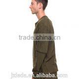 Pieced Layered Construction Raw Mens Athleisure Crew Neck Collar Longline Tees thumbnail-3