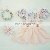 Cute Summer Cotton Kids Clothing Cute Infant Baby Girls Pink Overalls Dress thumbnail-3