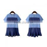 Cotton Plus Size One-piece Dress Loose Patchwork Striped Blue Top Selling Products 2017 thumbnail-2