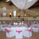 White Polyester Chair Cover With Sash for Wedding and Banquet Outer Door Chair Cover