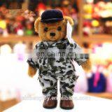 hansome army uniform dressed plush stuffed teddy bear toys