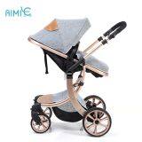 High-view Folding Baby Stroller With Gold Chassis thumbnail-2