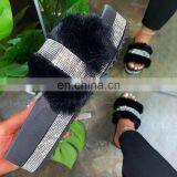 2020 New Thick Bottom Slippers Women's Faux Fur Diamond Slippers Flat Outdoor Platform Shoes Women's Sandals thumbnail-6