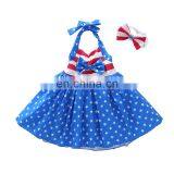 Toddler Baby Girls Star Print Tassel Straps Dress Striped Clothes JULY 4TH Print Star Boutique Cute Dress