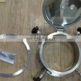 Sanitary SS 304 Flange Pressure 300mm Manhole Cover with sight glasses for Wine