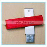 Swivel Metal USB Flash Drive With Red Leather 4GB/8GB