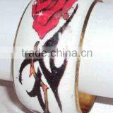 Fashion 2015 Designer Brass Bangle With Colorful Flower and Leaf Design 13470 thumbnail-6