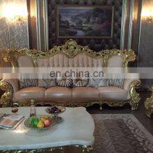 European Luxury Antique Genuine Leather Living Room Sofa Set Living Room Furniture thumbnail-4