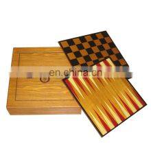 Promotional handmade wooden backgammon checkers chess game set