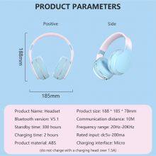 Gradient Design Colorful Microphone Headset Noise Cancelling Over Ear Headphones Cartoon BT Stereo Headphone thumbnail-5