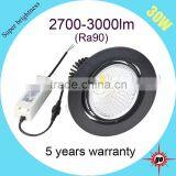 Popular High End CRI90 4-way Rotatable COB 30w LED Downlight thumbnail-3