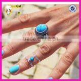 Fashion Gemstone Turquoise Beads Girls Finger Rings, Silver Chin Knuckle Ring thumbnail-3
