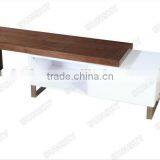 Container Home Modern Wood High Glossy White tv Stand 1433F thumbnail-1